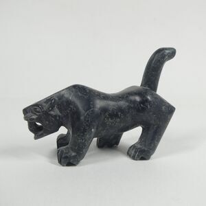 Mountain Lion Jaguar Figurine Hand Carved Black Stone Zuni?